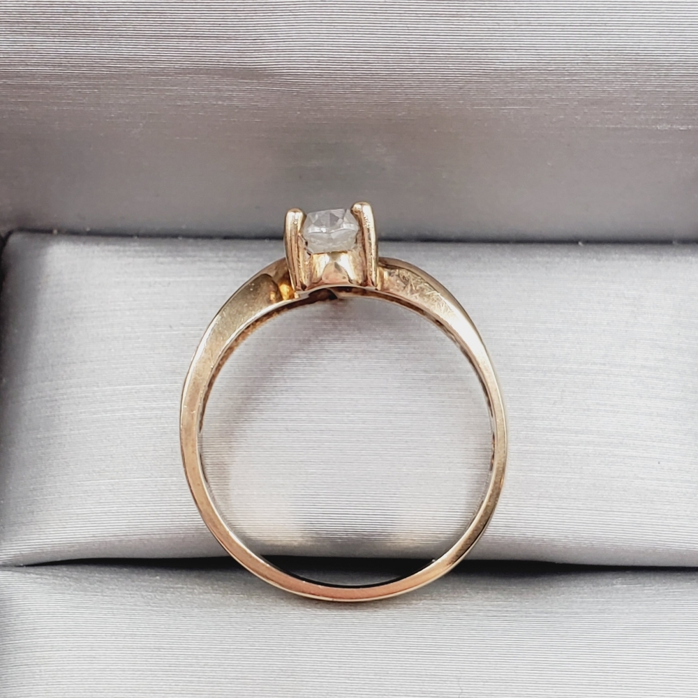 10k Solid Yellow Gold Pear Shaped Diamond & Round Diamond Wrap Ring - Picture 2 of 7